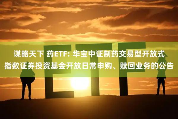 谋略天下 药ETF: 华宝中证制药交易型开放式指数证券投资基金开放日常申购、赎回业务的公告