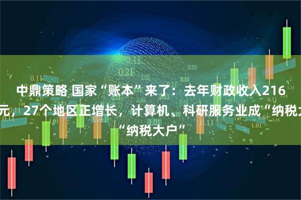 中鼎策略 国家“账本”来了：去年财政收入216万亿元，27个地区正增长，计算机、科研服务业成“纳税大户”